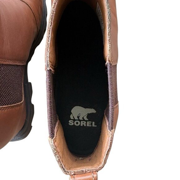 Sorel Brown Leather Chelsea Ankle Boots Womens 9.5 Wide Slip On - Picture 8 of 11